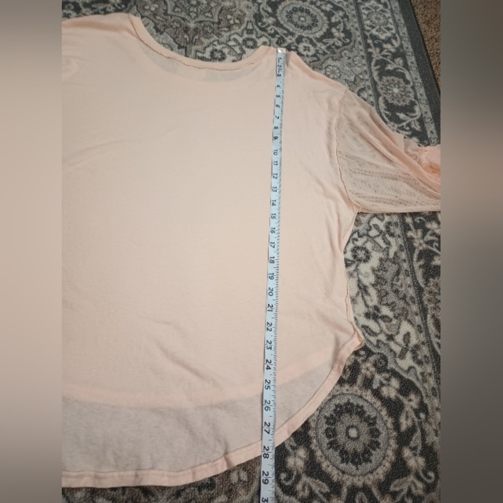 Free People Still Got It Top Small Pink Mesh Ruffle Bell Sleeve Coquette Ballet - Picture 12 of 13